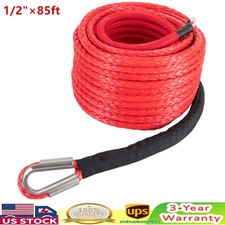 31500lbs Synthetic Recovery Winch Rope Car Tow Cable Tow Winch Rope 1/2"*85Ft