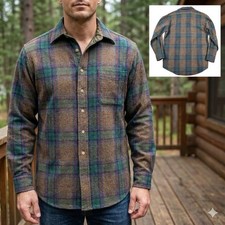 Vintage Pendleton Men's Medium 100 Virgin Wool Plaid Shirt Quilted Collar USA