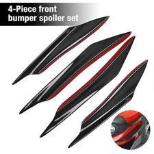 4x Car Bumper Fin Canard Splitter Diffuser Valence Spoiler Lips Glossy Black