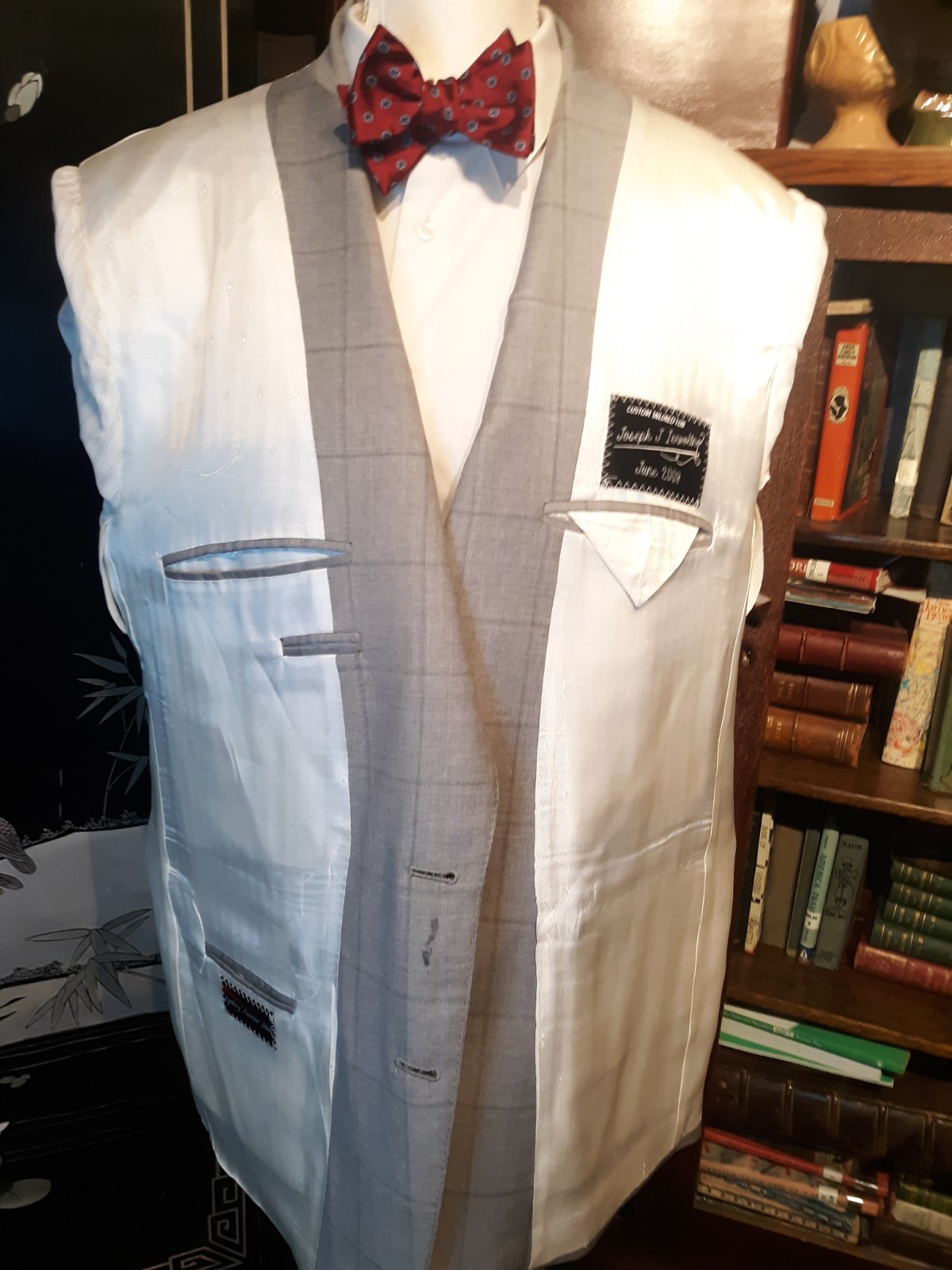 Bespoke Custom Tailored Light Gray Windowpane  Wo… - image 15