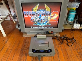 Sega Saturn HST-3210 gray Japanese console system + 10 games + memory cartridge