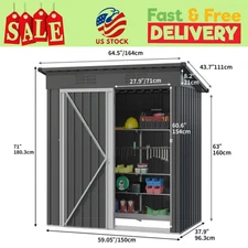 UFORIC 5x3ft Outdoor Storage Shed,Metal Garden , Lockable Door, Dark Gray