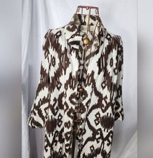 Linen Chicos Open Front Casual Jacket, Art to Wear, Size 1 Boho Tribal Southwest