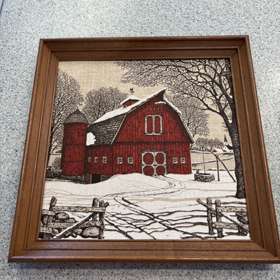 Vintage Key Dee Frame Art linen  print, farmhouse, primitive Retro Decor Wood