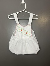 Vintage Mayfair Baby Girl Bubble Romper 6 Month Embroidered Strawberry Hearts