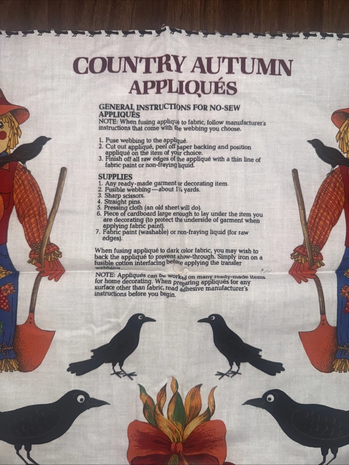 Panel de tela vintage de otoño con apliques de otoño campestre corte y costura otoño espantapájaros calabaza Foto 2 de 4