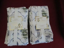 LILLIAN AUGUST FRENCH FARMHOUSE NAPKINS (8) WHITE BLUE NUTCRACKER COTTON NIP