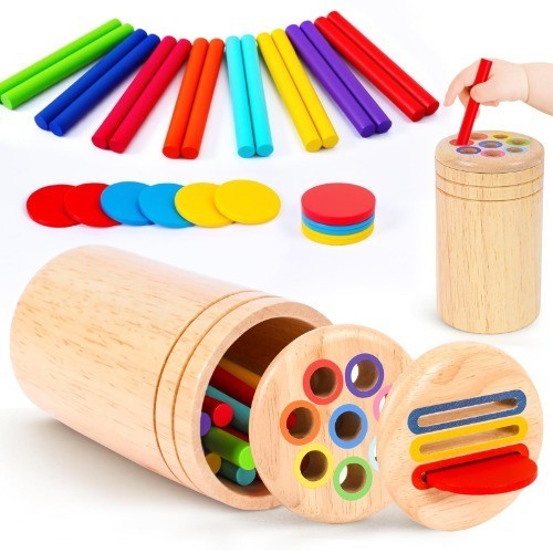 Holzspielzeug Montessori Spielzeug Ab 1 Jahr Farbsortierspiel Feinmotorik-image