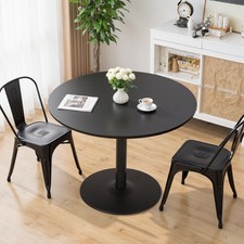 Wooden Round Dining Table Modern Kitchen Table w/ Metal Base Space Saving 80CM