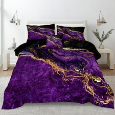 Black Gold Comforter Set Purple Marble Bedding Set King Size Black Marble Sto...