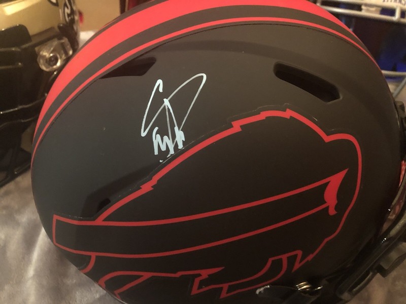 STEFON DIGGS SIGNED BILLS SPEED BLACK ECLIPSE AUTHENTIC FULL HELMET, VISOR, 3D 