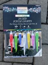 Gemmy Orchestra of Lights Color Changing 24 LED Icicle Lights Christmas Holiday