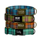 Personalized Dog Collar Leash Set Plaid Checkered Tartan Name (OG-211)