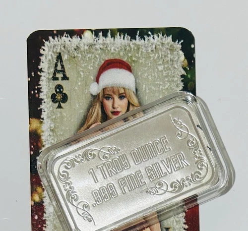Sexy! Fire Hot Aces "Gia " Ace of Clubs 1 Oz .999 Silver Bar W/ COA 100 Minted