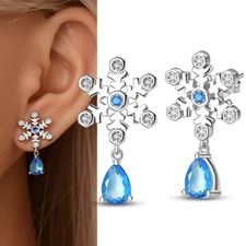 PANDACH 925 Sterling Silver Frost Crystal Stud Earrings For Women Jewelry Gifts