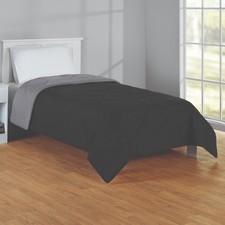 Mainstays Reversible Microfiber Comforter, Black, Twin-XL,NEW