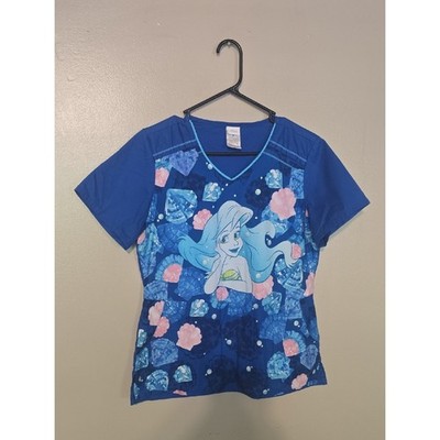 Little Mermaid Cherokee Scrubs Tooniforms Disney V Neck Top Size Medium