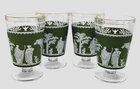 Wedgewood Green 4 Footed Glasses Hellenic Jeanette Iced Tea MCM Bar Greek Style