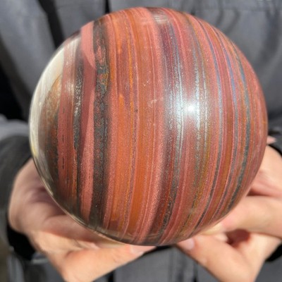 3.7lb Natural striped Tiger-eye stone Sphere quartz crystal ball specimen healin