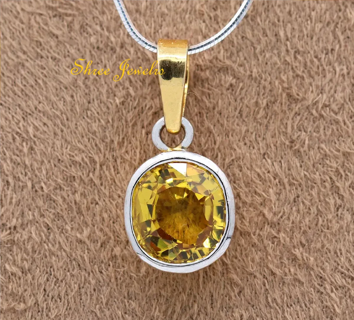 Yellow sapphire locket sale