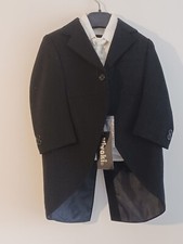 Vivaki boys 12-18 months 5 piece ascot tail black suit, new with tags