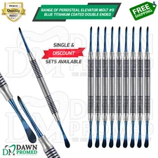 Dental Periosteal Elevator Molt # 9 Blue Titanium Coated Double Ended German Gr