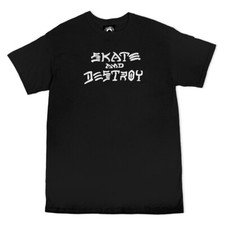 Thrasher Magazine SKATE AND DESTROY LOGO Skateboard T Shirt BLACK