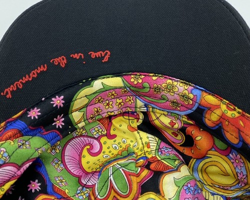 Karma Sugar Skull Embroidered Brigade Cap Floral Black One Size Elastic Back - Picture 7 of 7