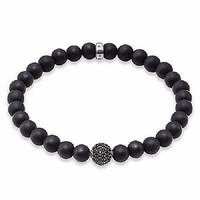 Thomas Sabo Obsidian Beads & Black Zirconia Sterling Silver Ball Bracelet Size:m Thomas Sabo Obsidian Beads & Black Zirconia Sterling Silver Ball Bracelet Size:m