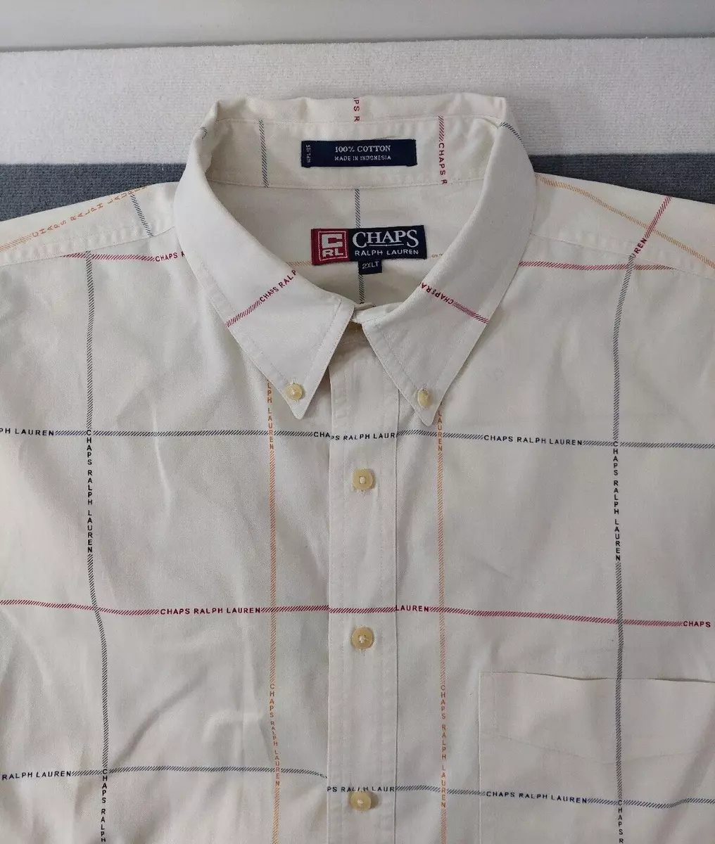 Chaps Ralph Lauren Mens Shirt 2XLT Button Down Up Long Sleeve All Over