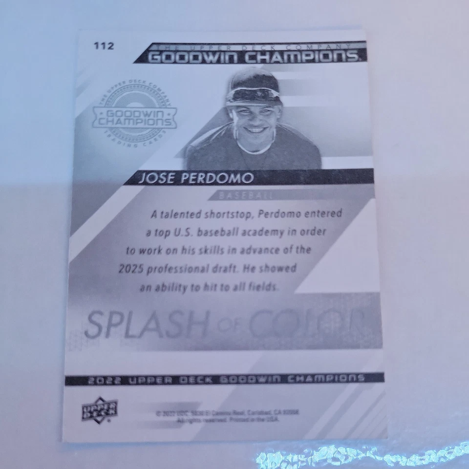 2022 UD Goodwin Champions Splash of Color Lenticular Jose Perdomo (Baseball) - Image 2 of 2