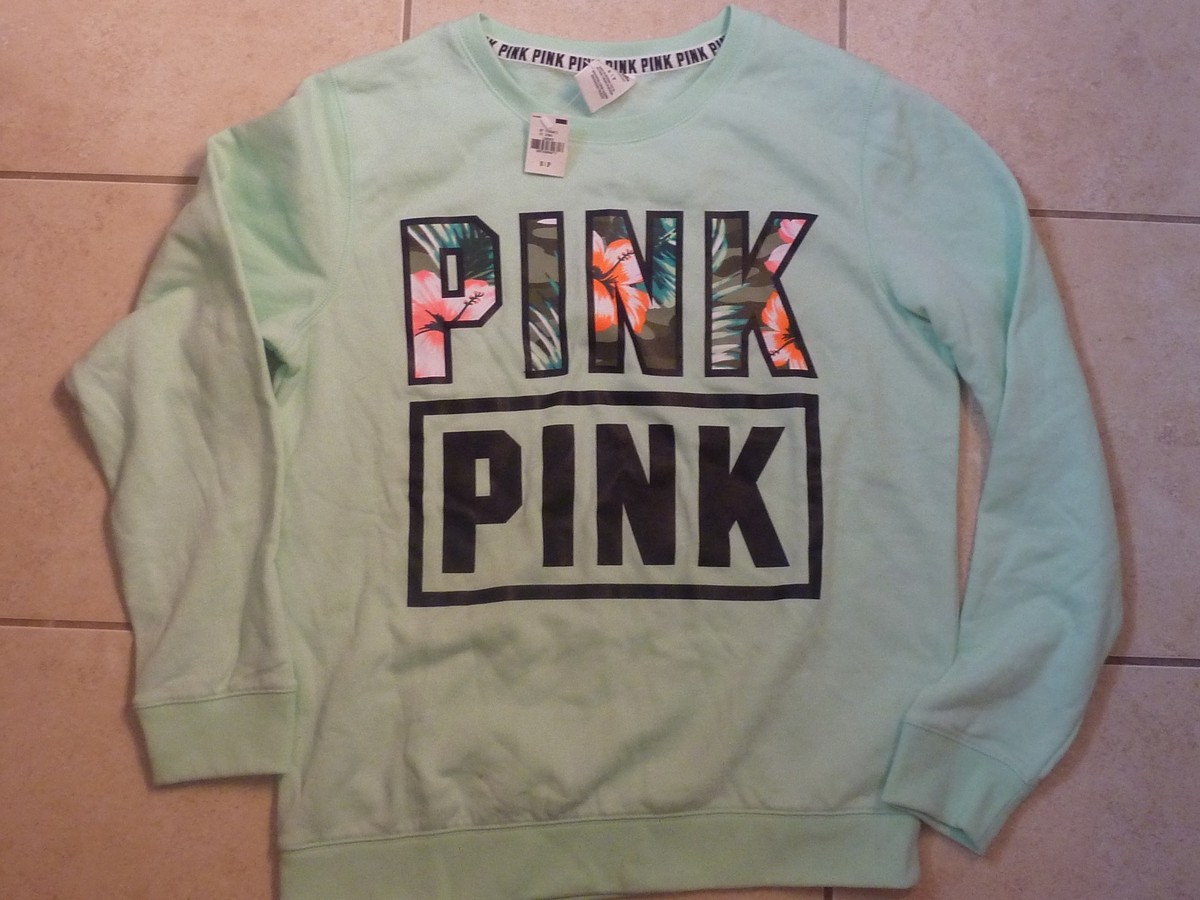 Sweat-shirt Victoria's Secret PINK - Motif Tropical Floral - Noir - Neuf Avec étiquettes (NWT)