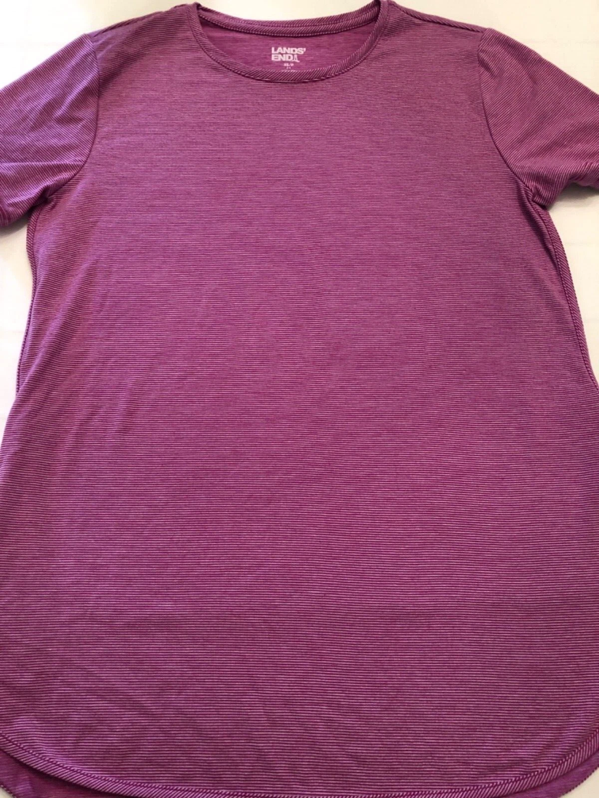 Lands End Petite Moisture Wicking UPF Sun Curved Hem Tunic Top Rose PXS