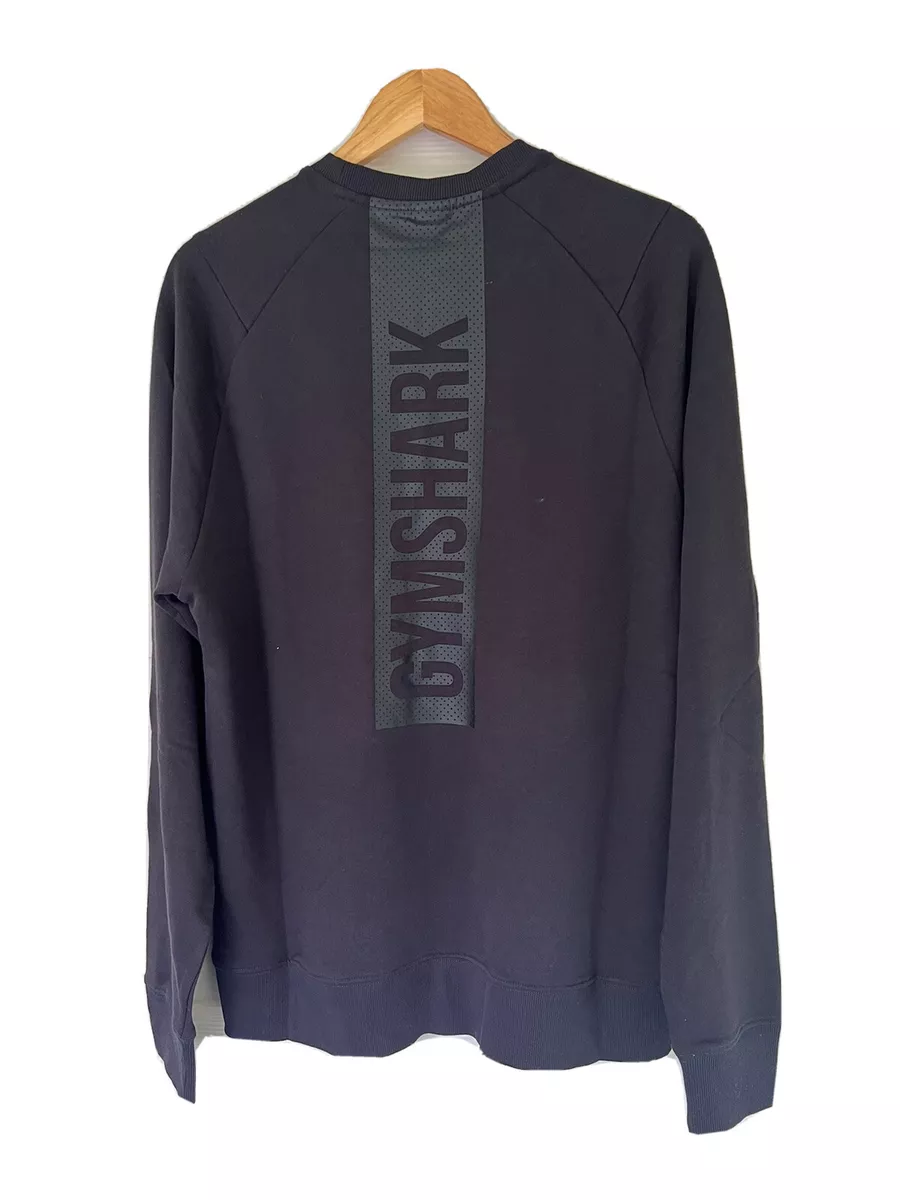 Gymshark Mens Black Bold Crew Neck Long Sleeve Pullover Sweatshirt Size  Large