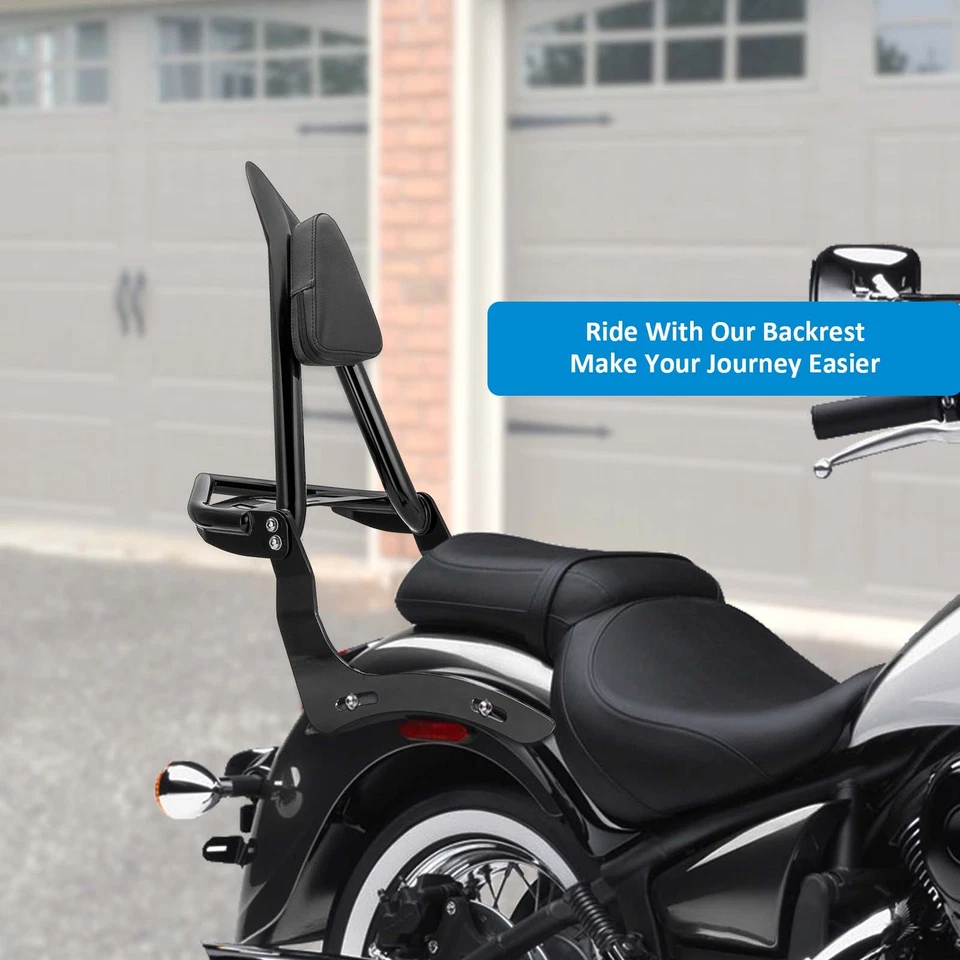 Respaldo de 27,6" de altura Sissy Bar Rack para Kawasaki Vulcan 900 Classic 2006-2024 Foto 3 de 4