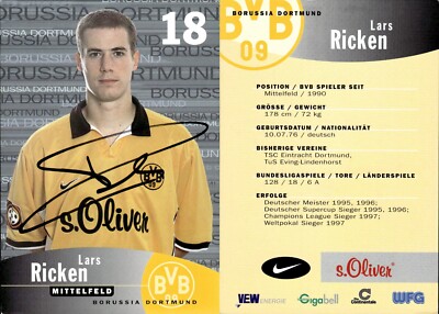 Lars Ricken 2 Borussia Dortmund 97-98 Champions Autograph Autograph Card AK