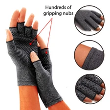 Compression Gloves Carpal Tunnel Hand Support Anti-Slip Fingerless Arthritis