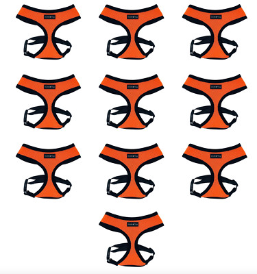 10 x Dog Harness, Mesh No Pull, Orange, Adjustable, Bulk Small S 13-16'' Chest