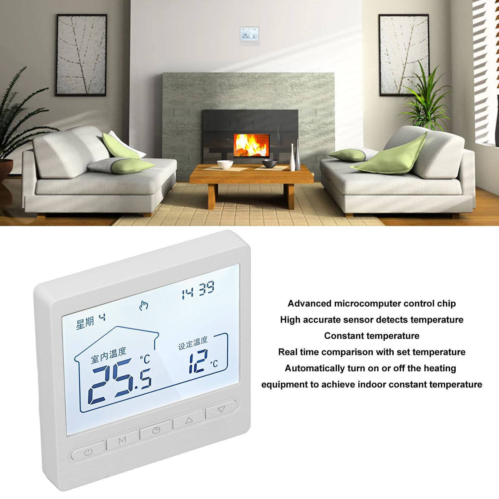 Smart Thermostat Programmable LCD Display 5℃‑45℃ for Home Floor Heating Boiler-image