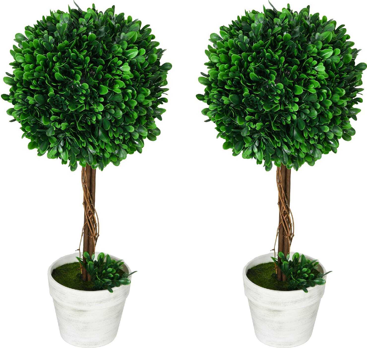 Set 2 Piante Finte Alberi di Bosso con Vaso Ø28x60 cm A2520GNAO12 DecHome - 1