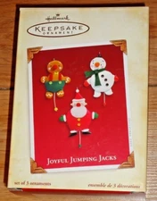 Hallmark JOYFUL JUMPING JACKS set of 3 Christmas Ornaments w/Box 2005