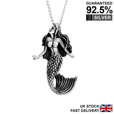 925 Silver 3D Celtic Mermaid Pendant Necklace  Quality  Solid  UK Seller
