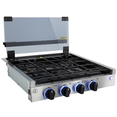 RecPro RV CL 3 Burner Cooktop | 6500-8000 BTU | 12V DC | Fueled by Propane