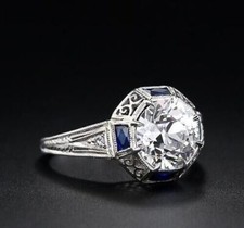 2.50Ct Round Cut Lab-Created Diamond Art Deco Style Engagement Ring 925 Silver