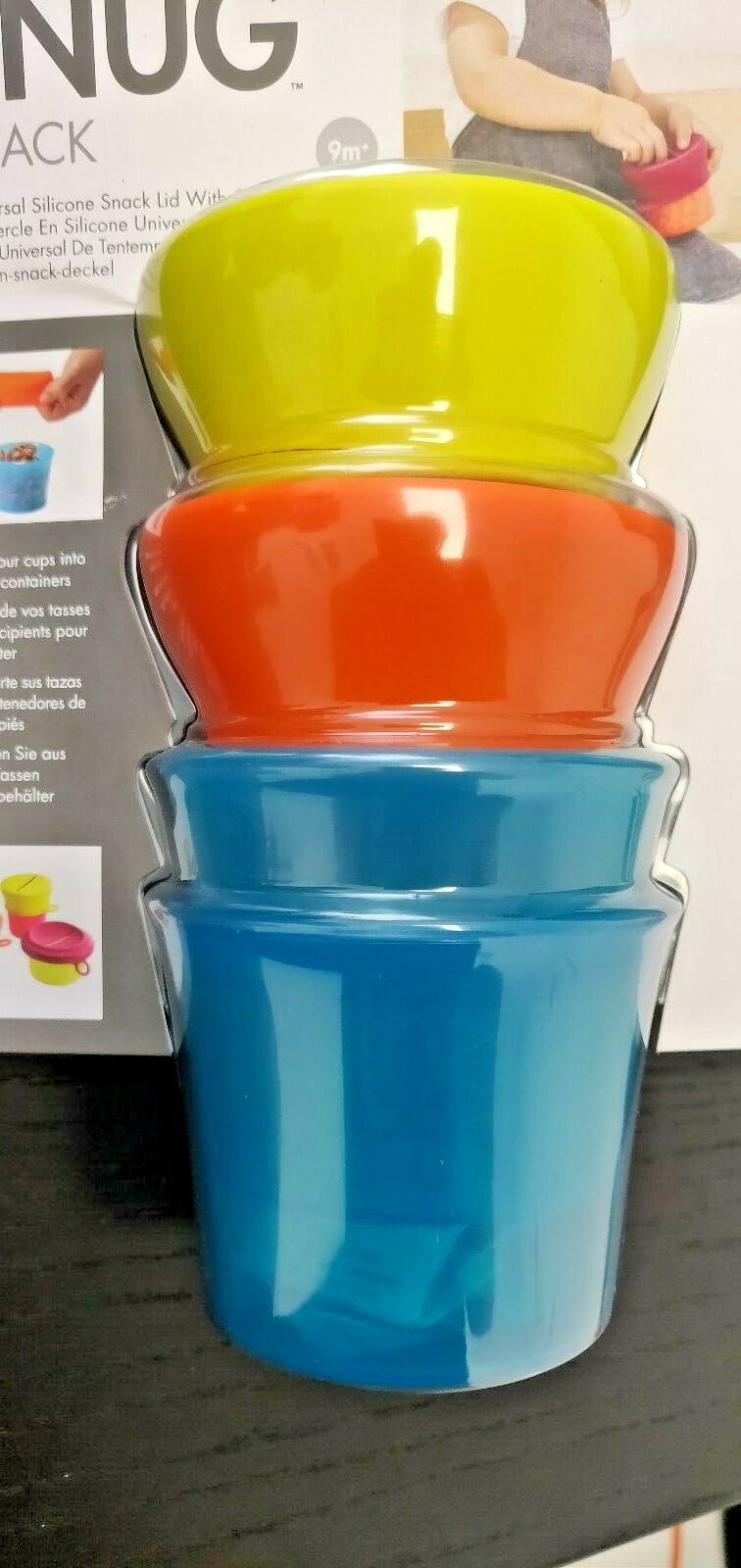 Boon SNUG Snack, Green 2 Stackable Containers & Lids BPA free Baby Snack Cups