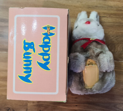 Vintage 80s Electronic HAPPY BUNNY plush toy battery operated NOS