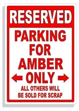 Personalized Parking Sign Wall Decal Metal Sign No Parking Customized for Amber