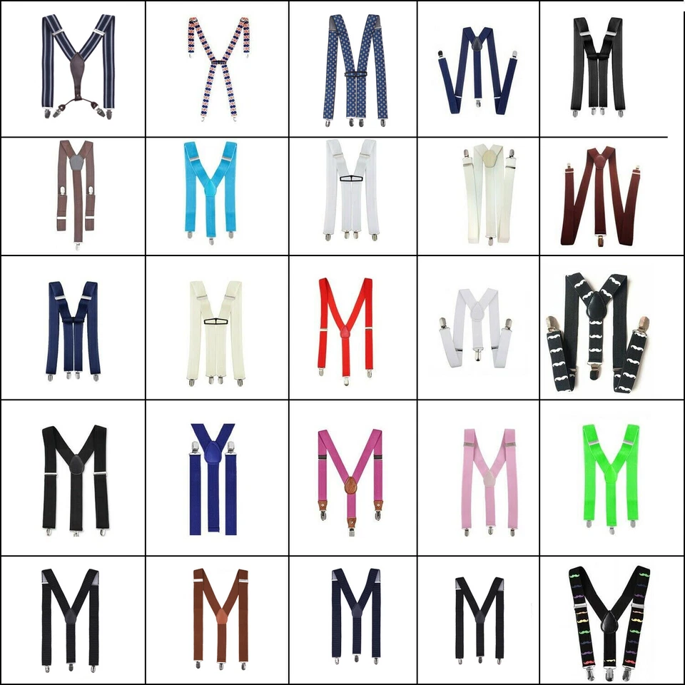 TRIMMING SHOP Brackets suspensivos elásticos ajustables de alta resistencia para hombre con clips metálicos fuertes