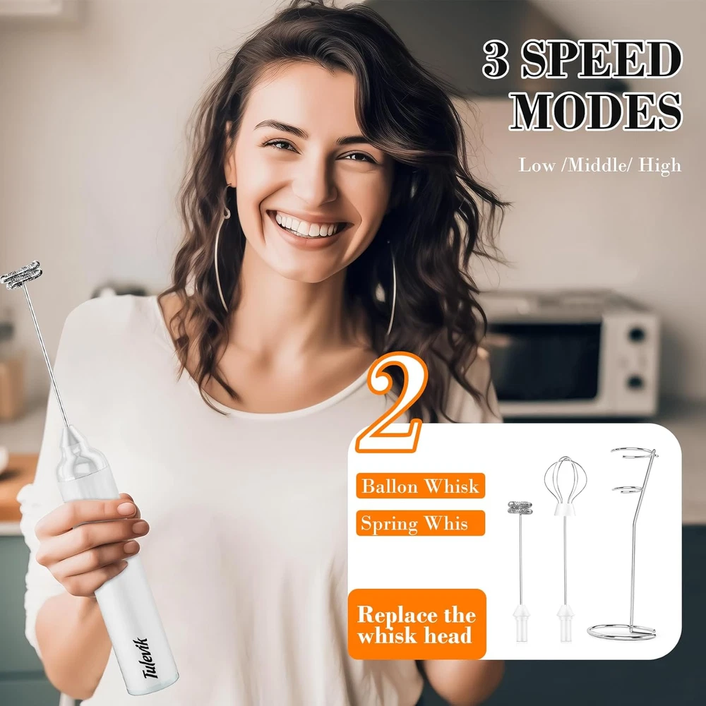 Milk Frother Handheld, Electric Frother Wand with Stand, Coffee Frother with USB Milk Frother Handheld, Electric Frother Wand with Stand, Coffee Frother with USB