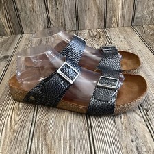 Sandalias de cuero metálico Haflinger Andrea para mujer zapatos con hebilla talla 42-11